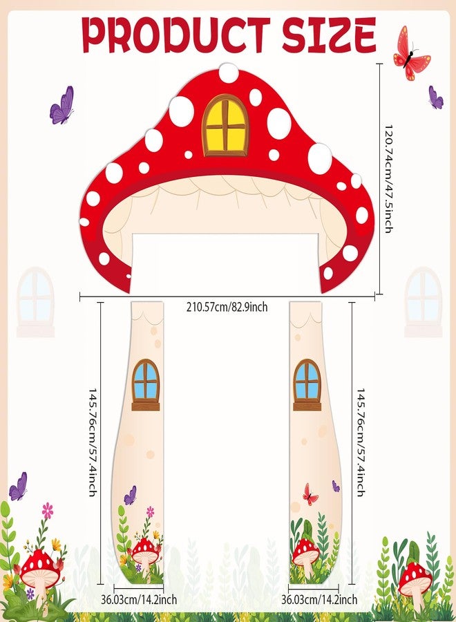 Oitnlaughter Mushroom Shaped Porch Banner Mushroom Birthday Party Hanging Decoration Wonderland Forest Fairy Themed Entrance Door Banner Backdrop for Jungle Woodland Baby Shower Birthday Photo Props Supplies - Image 2